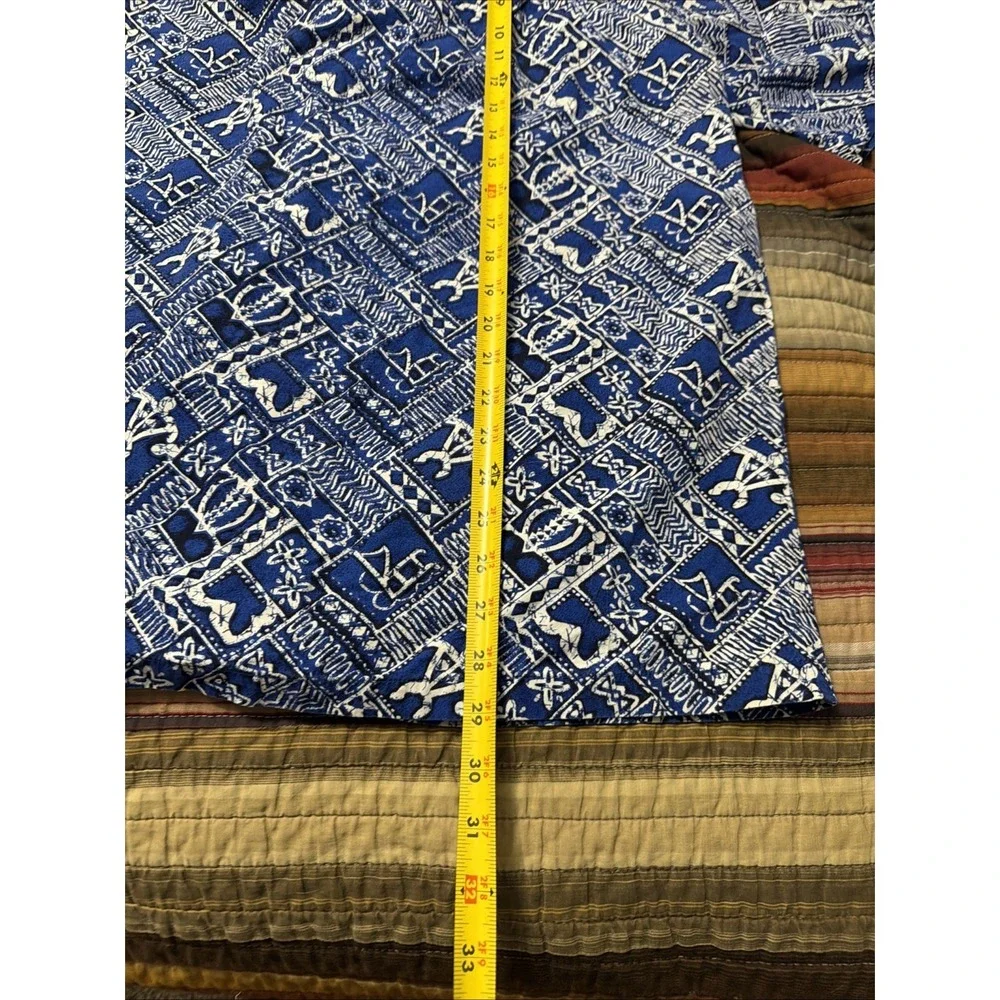 Steve and Barrys Mens Size Large Blue Hawaiian Short Sleeve Button Up - Picture 6 of 6